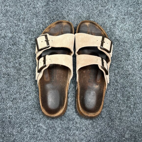 Betula Arizona Sandals Women's Size 8.5 Tan Suede Buckle Strap Slide Flip Flops - Picture 8 of 12